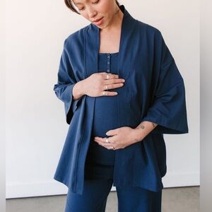 STORQ // Feel Good Pregnancy Maternity lounge robe blue ** missing belt size 2